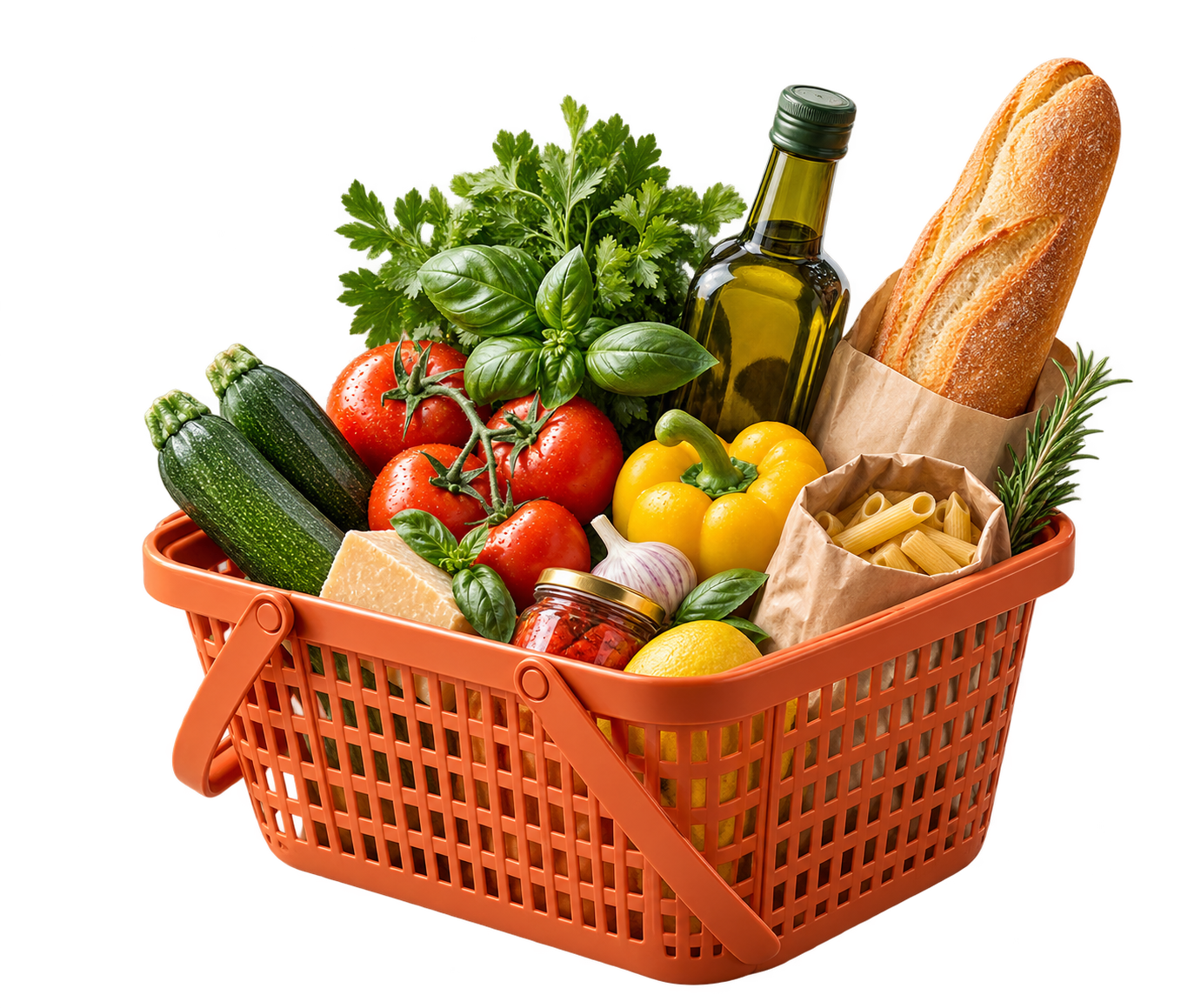 Panier d’épicerie rempli de légumes frais